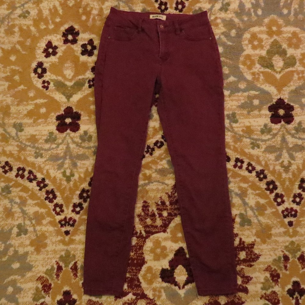 Blue Spice Burgundy Red Skinny Jeans Size 7